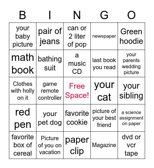 At home BINGO Card