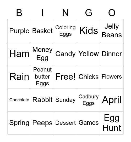 Easter Bingo Card
