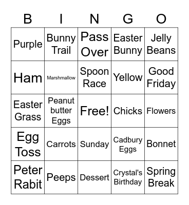 Easter Bingo Card