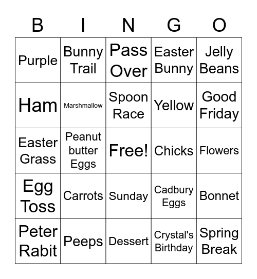 Easter Bingo Card