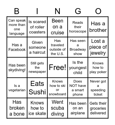 Conversation BINGO Card