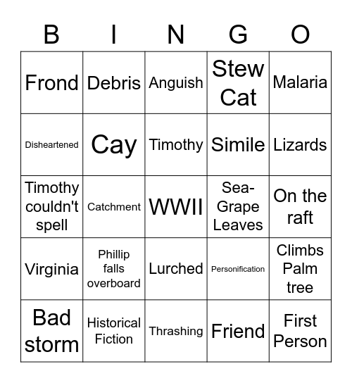 The Cay Bingo Card