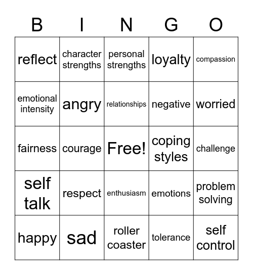Respectful Relationships Bingo Card
