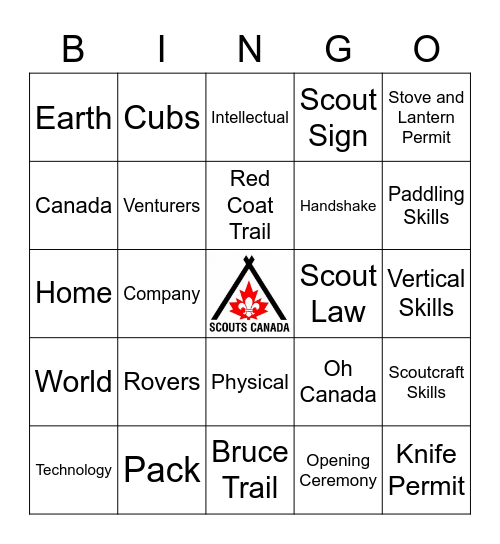 Scouting Canada Bingo Card
