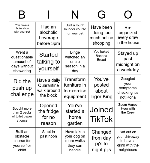 FOLEY FITNESS QUARANTINI Bingo Card