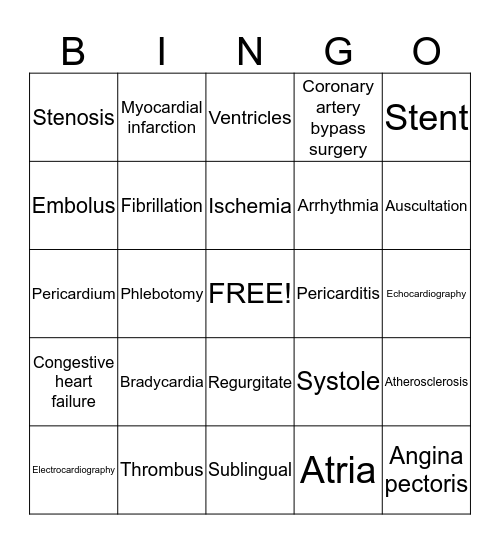 ahs 102 Bingo Card