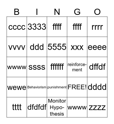 L2 Language Learning Theories Bingo Card