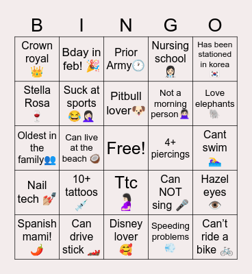 Most like Me: Nani✨ Bingo Card