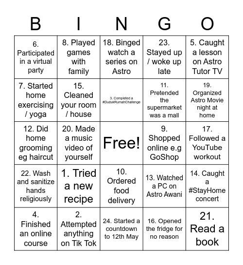 Astro MCO Bingo Card