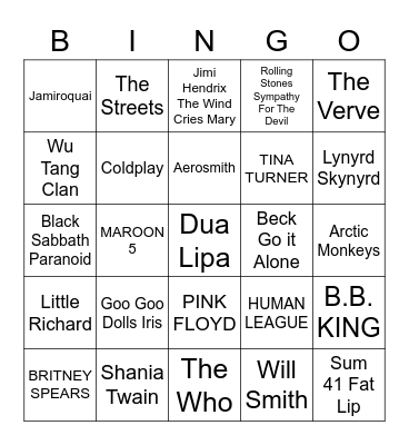 MUSIC Bingo Card