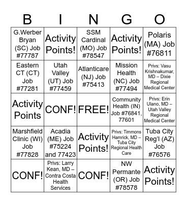 Psych Bingo Card