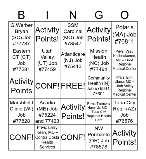 Psych Bingo Card