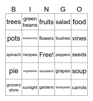 GROWING FOOD AT HOME Bingo Card