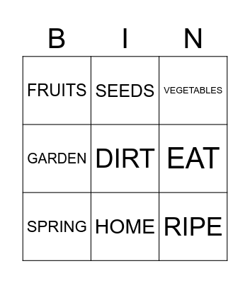 GROWING FOOD AT HOME Bingo Card