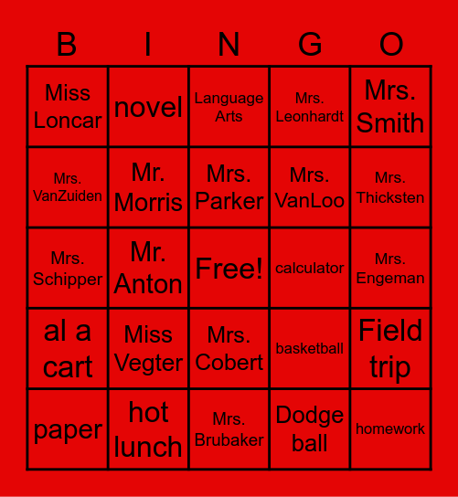 RBMS Bingo Card
