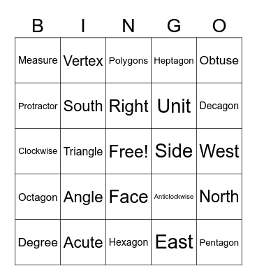 Tech Math Bingo Card
