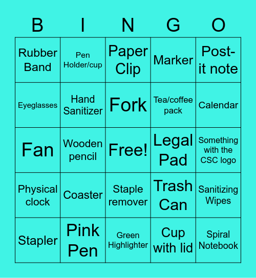 CSC COVID Cruise 2020 Bingo Card