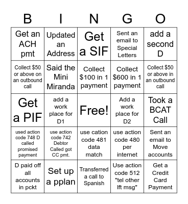 Collection Bingo Card