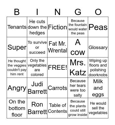 Old MacDonald Bingo Card