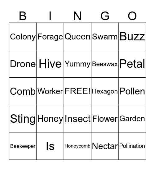 BEE Bingo Card