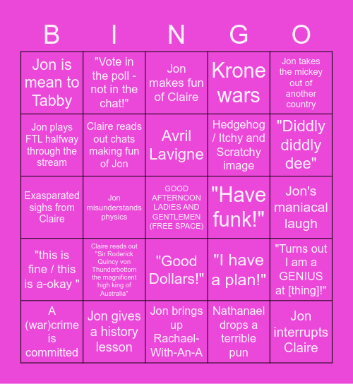 MATN Bingo Card