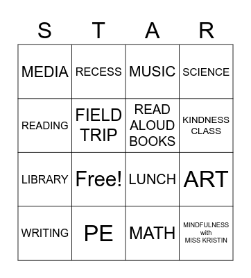 Mrs. Ventrillo's Class End of Year BINGO Card