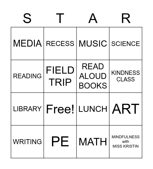 Mrs. Ventrillo's Class End of Year BINGO Card