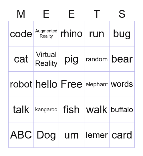 Google Meet Bingo Card