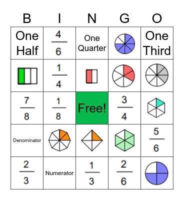 Fraction Bingo Card