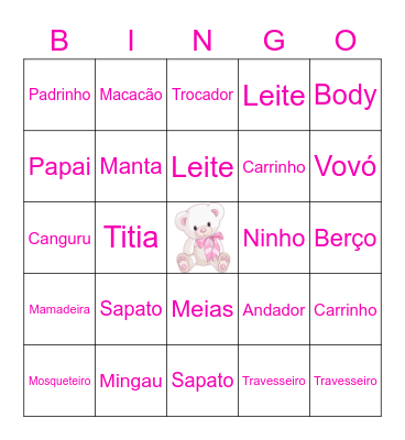 Cha De Bebe Maria Alice Bingo Card