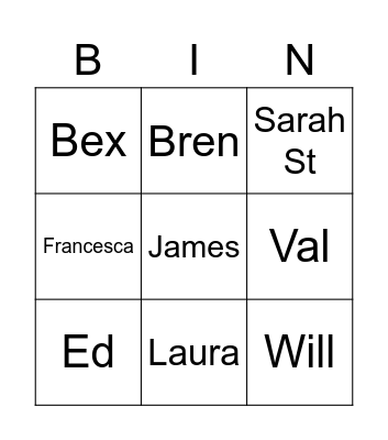 Street Family Bingo Card