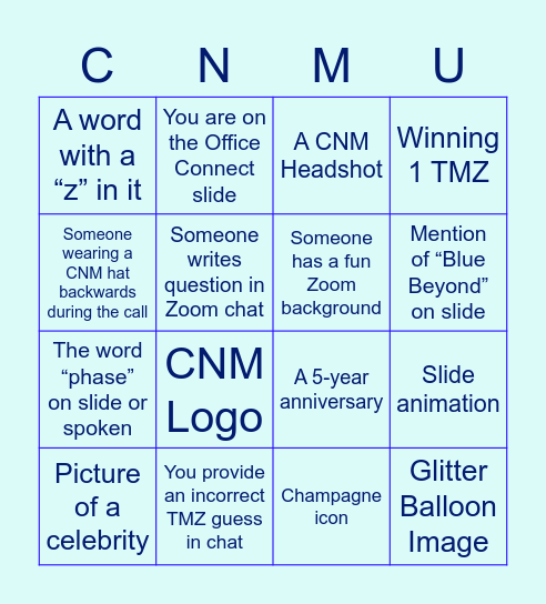 CNMU Icebreaker Bingo! Bingo Card