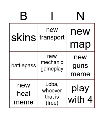 apex is fun Bingo Card