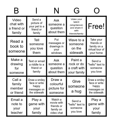 Social Connection Bingo Card