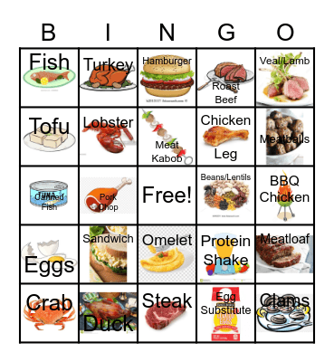 Dialysis Protein Bingo Card