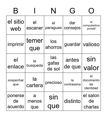 5.1 Vocab Fun Bingo Card