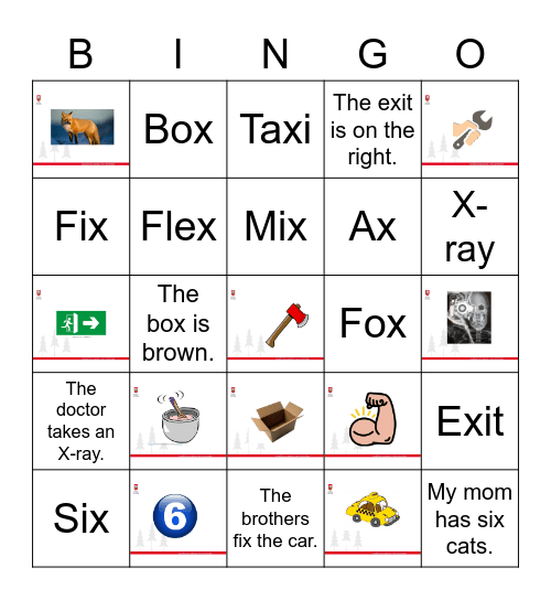 X Sound Bingo Card