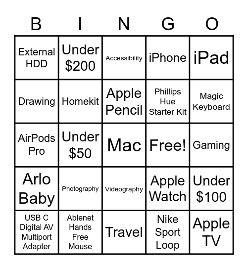 Going Further with Accessories Bingo Card