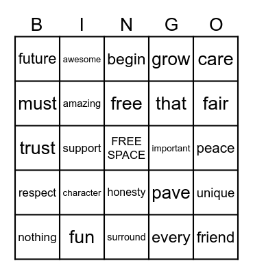 School 5 Song BINGO Card