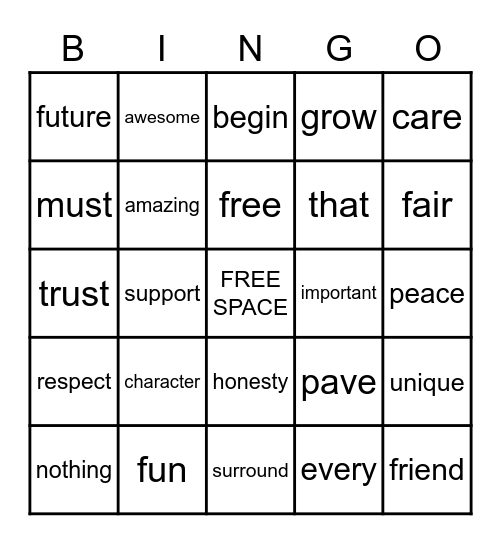 School 5 Song BINGO Card