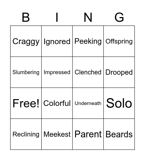 Lions, Giraffes Mrs. K 5/15 Bingo Card