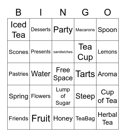 Vintage Tea Party Bingo Card