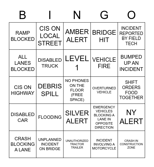 JTMC OPERATOR BINGO Card