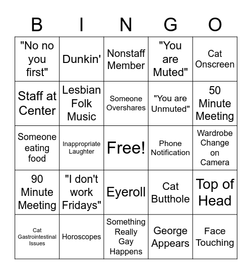 Staff Meeting Bingo SHARON DONT SHARE Bingo Card