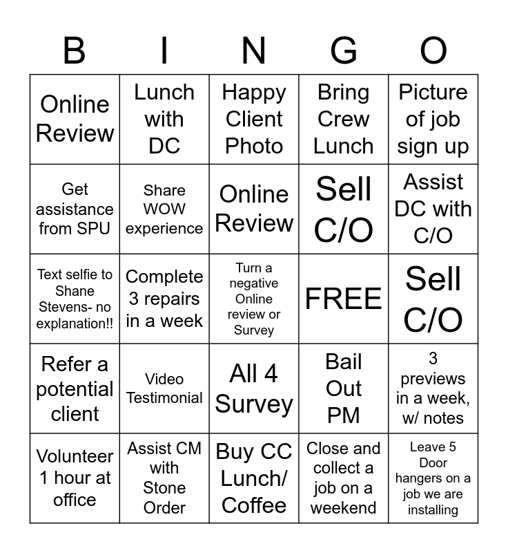 PM BINGO 5/28 Bingo Card