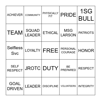 JROTC BINGO Card