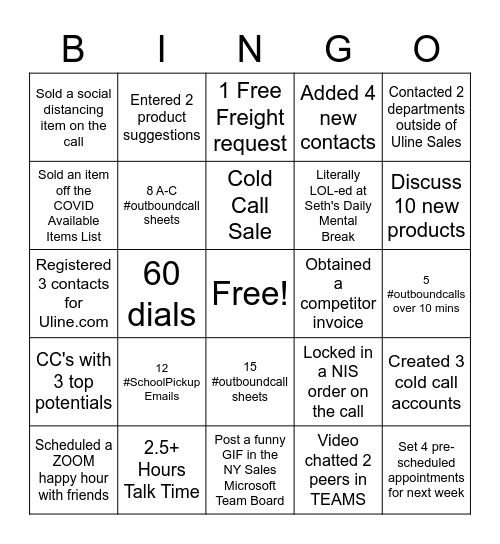 COVID Bingo Card