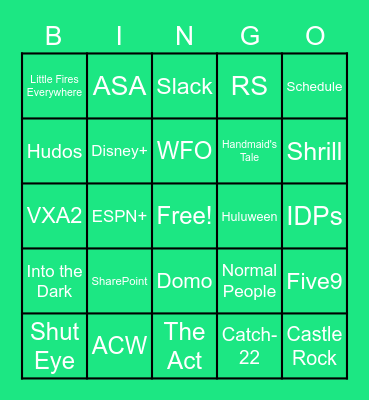 Hulu WFO Bingo Card