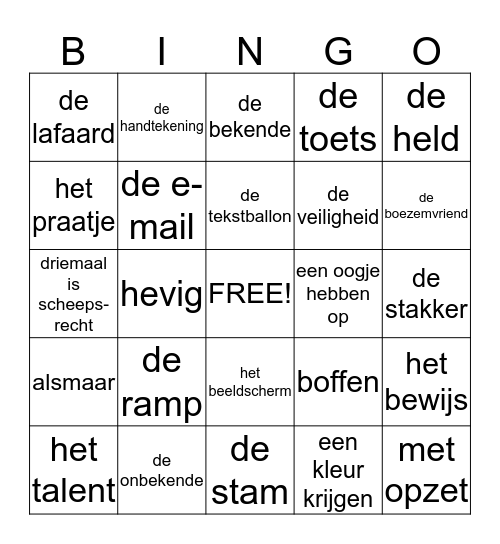 vriendschap Bingo Card