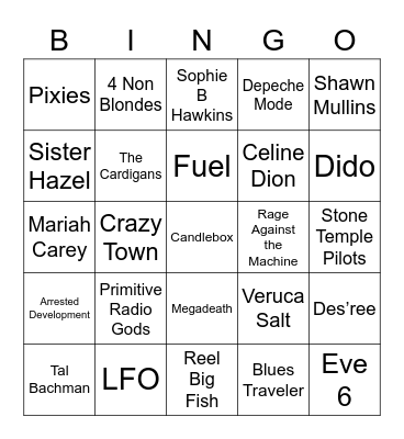 90's PARTY Bingo Card